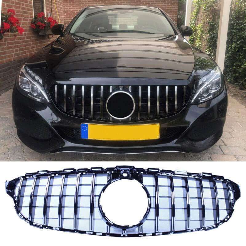 Režģis Mercedes C klase W205 360° kamerai melns ar hromu