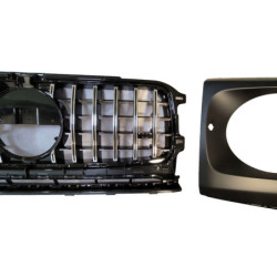 Grille compatibel met Mercedes G-klasse W463 met koplampafdekkingen glanzend zwart chroom