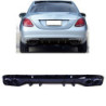 (PART) Difusor com ponteiras de escape redondas em preto brilhante compatível com Mercedes Classe C W205 sem linha AMG