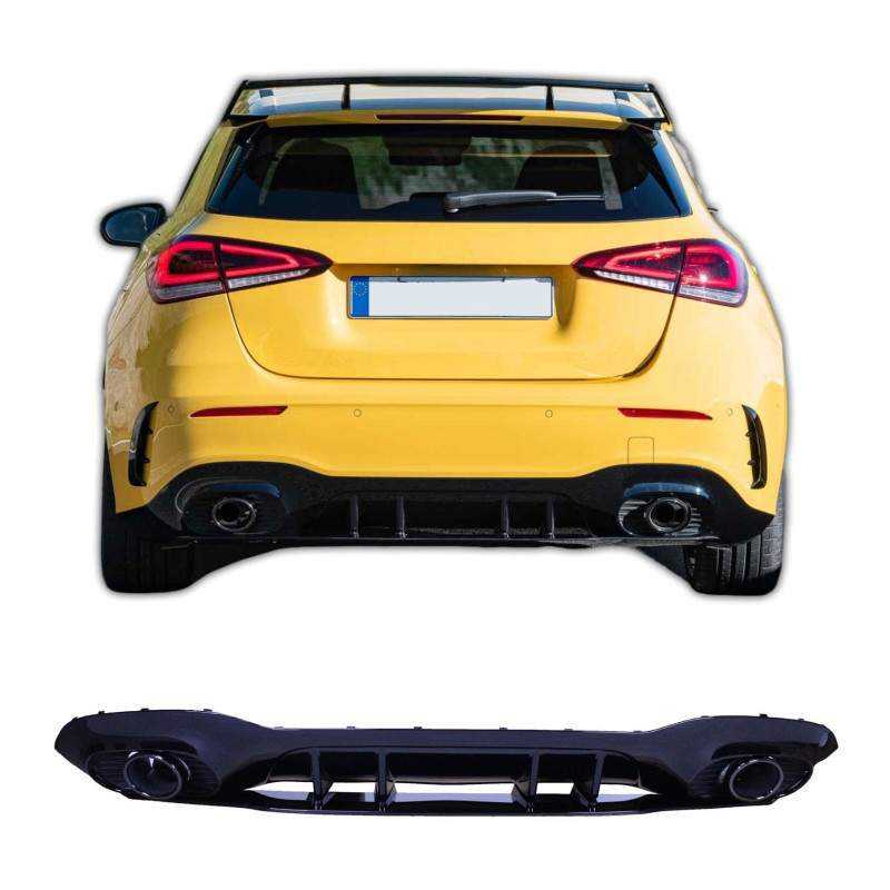 Difusor Mercedes Classe A W177 Hatchback 2019+ A35 ponteiras de escape pretas