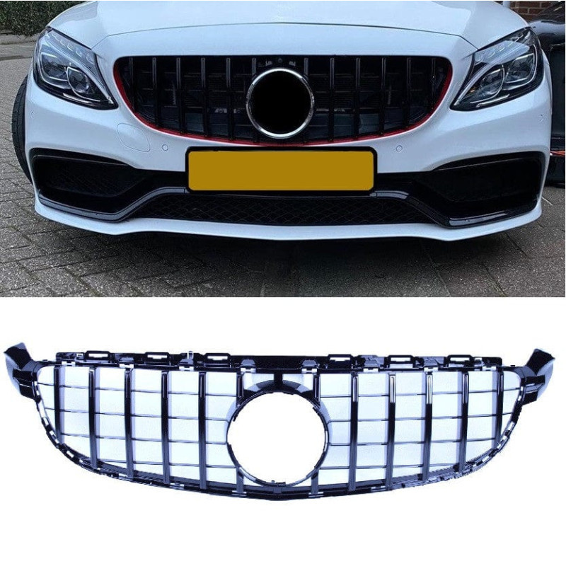 Grilă compatibilă cu Mercedes-Benz C63 AMG (S) W205 negru lucios