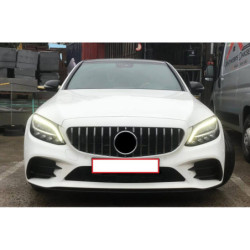 Γρίλια συμβατή με mercedes-benz c-class w205 facelift μαύρο με χρώμιο