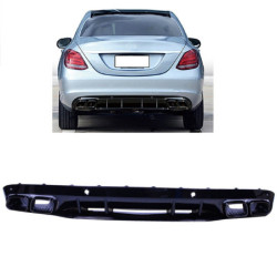 (PART) Diffuser with glossy black exhaust pipes compatible with Mercedes C class W205 without AMG line