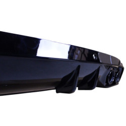 Difusor trasero compatible con Mercedes W205 sin línea AMG con puntas de escape redondas negro brillante
