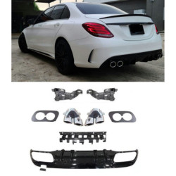 Διαχύτης Mercedes W205 A205 AMG Line διπλές χρωμιωμένες στρογγυλές απολήξεις εξάτμισης