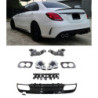 (TEIL) Diffusor kompatibel mit Mercedes W205 A205 AMG Line Doppelchrom runde Auspuffspitzen