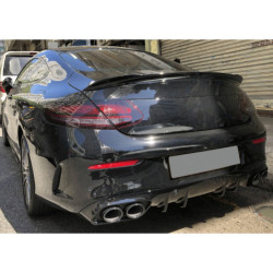 Diffuser compatible with Mercedes C coupe cabrio C205 A205 AMG line double black round exhaust tips