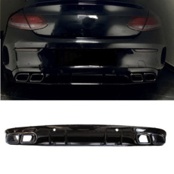 (PART) Diffuser compatible with Mercedes C coupe cabrio C205 A205 AMG line double black exhaust tips