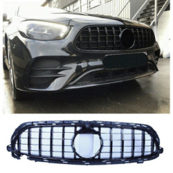 Grill compatible with Mercedes E W213 S213 A238 C238 facelift with AMG line package glossy black with front camera