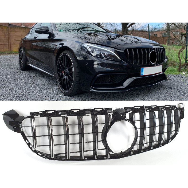 Calandre compatible avec mercedes-benz c 63 amg (s) w205 avec caméra avant chrome