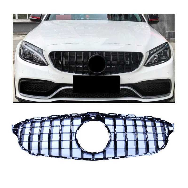 Grill compatibel met Mercedes-Benz C klasse W205 - voorziening 360° camera glanzend zwart