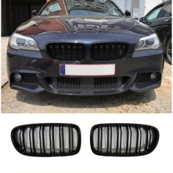Γρίλια νεφρά BMW F10 F11 Σειρά 5 μαύρο γυαλιστερό διπλές ρίγες