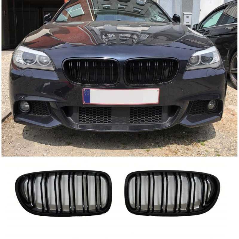 GRILL NIEREN COMPATIBEL MET BMW F10 F11 5 SERIE GLANZEND ZWART DUBBELE SPIJLEN