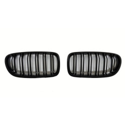 Kühlergrill (Nieren) kompatibel mit BMW F10 F11 5er Serie glänzend schwarz Doppelstangen