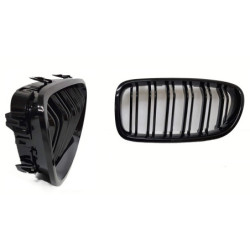 Kühlergrill (Nieren) kompatibel mit BMW F10 F11 5er Serie glänzend schwarz Doppelstangen