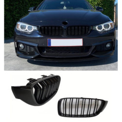 Grill nieren compatibel met BMW F32 F33 F36 F80 F82 dubbele spijlen glanzend zwart
