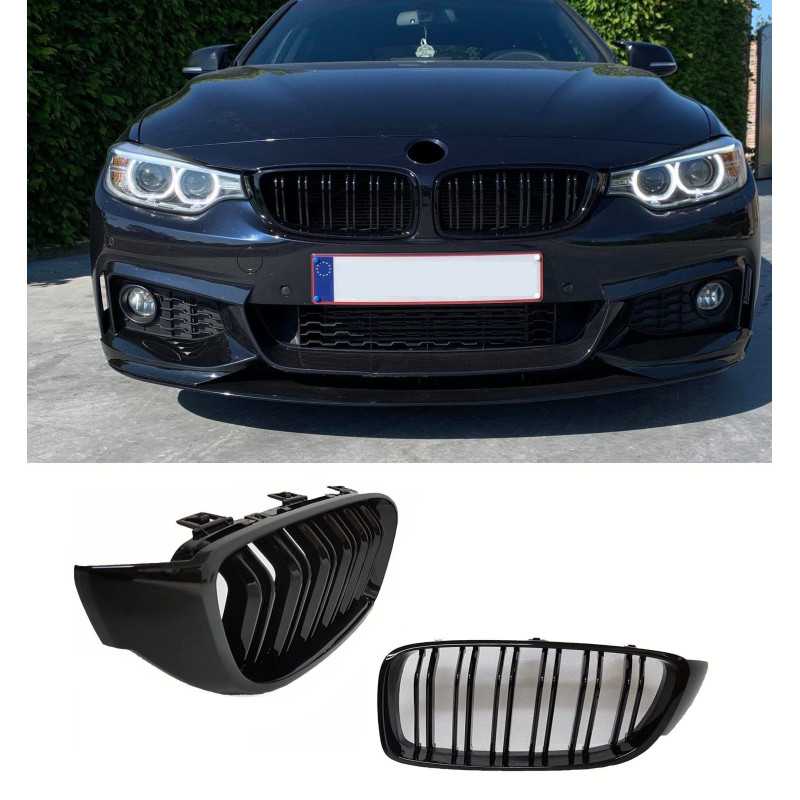 Grill nieren compatibel met BMW F32 F33 F36 F80 F82 dubbele spijlen glanzend zwart