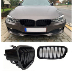 Grill nieren compatibel met BMW 3 serie F30 - F31 glanzend zwart