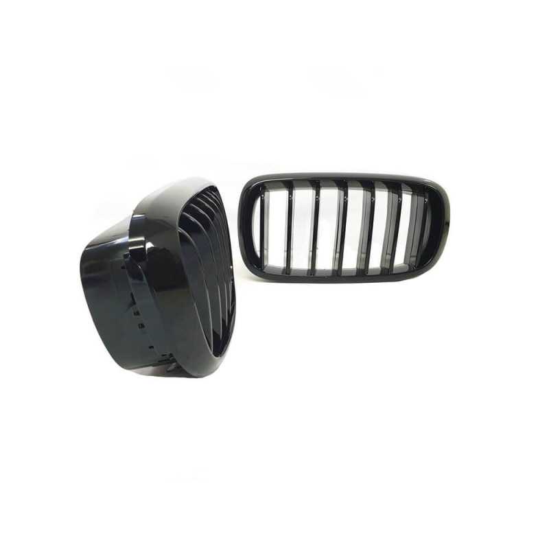 GRILL NIEREN COMPATIBEL MET BMW X5 X6 F15 F16 GLANZEND ZWART ENKELE SPIJLEN