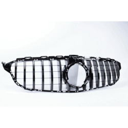 Grill compatibel met Mercedes-Benz C klasse W205 facelift met frontcamera glanzend zwart