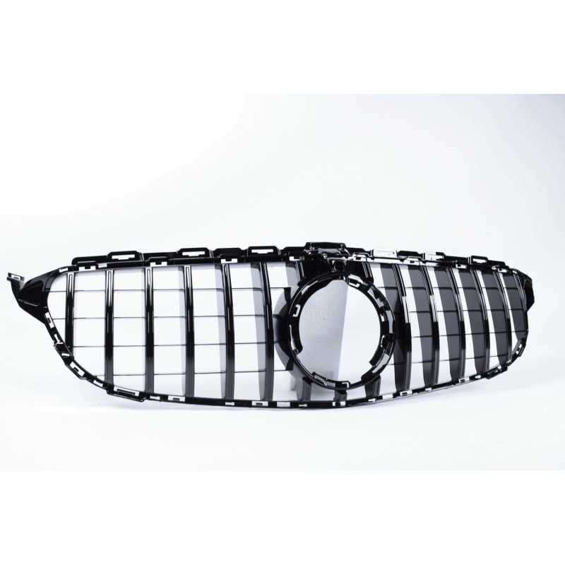 Grill compatibel met Mercedes-Benz C klasse W205 facelift met frontcamera glanzend zwart