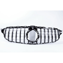 Grilă compatibilă cu Mercedes-Benz C Class W205 facelift cu cameră frontală negru lucios