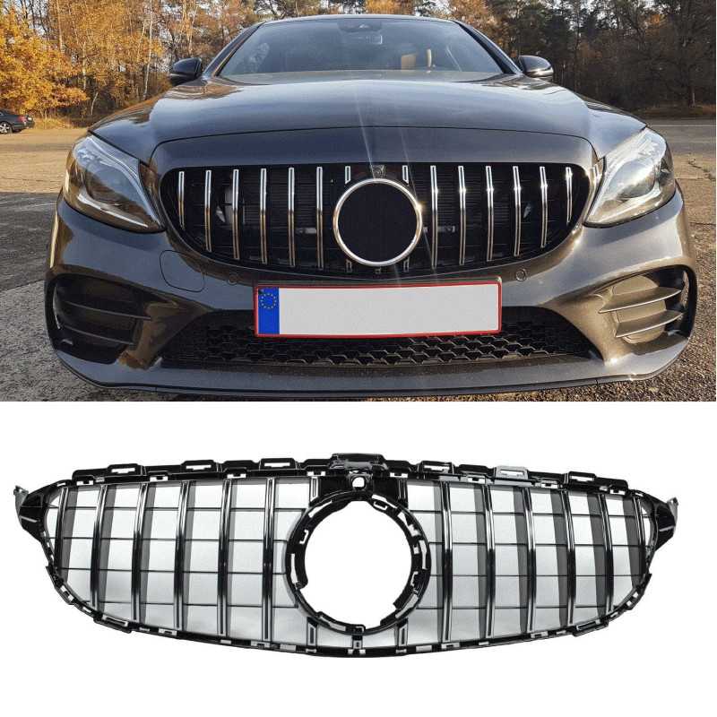 Grill compatible with Mercedes-Benz C-Class W205 facelift with front camera chrome