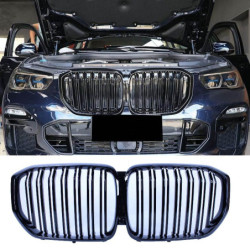 Nieru režģis BMW X5 G05 Pre-Facelift dubultās ribas spīdīgi melns