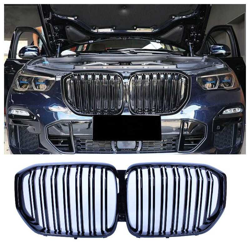 Grill vesék BMW X5 G05 G05 2019+ dupla rudakhoz fényes fekete