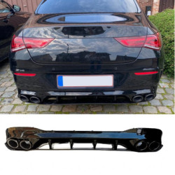 Diffuser compatibel met Mercedes CLA C118 X118 W118 AMG line dubbele zwarte uitlaatsierstukken rond