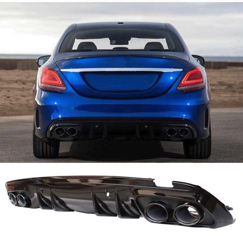 Difusor Mercedes W205 S205 AMG Line dobles embellecedores de escape negros redondos