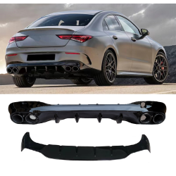 Diffuser compatibel met Mercedes CLA C118 X118 W118 AMG line dubbele zwarte uitlaatsierstu