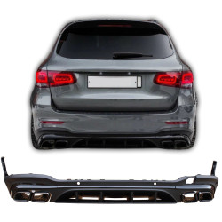 Difusor trasero compatible con Mercedes GLC SUV X253 2015+ con puntas de escape negras