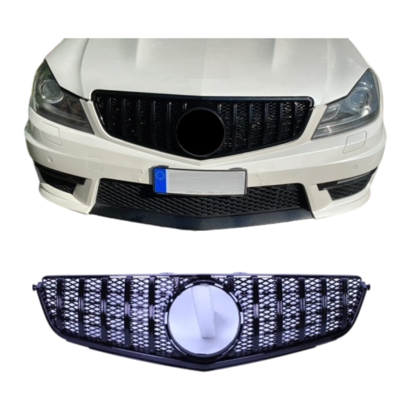 Grill compatible with mercedes w204 c63 amg facelift black