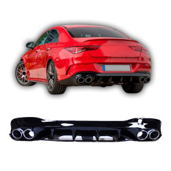 Diffuser compatibel met Mercedes CLA C118 X118 W118 AMG line dubbele chrome uitlaatsierstukken rond