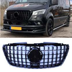 A Mercedes Sprinter W907 2019+ modellel kompatibilis Grill HŰTŐRÁCS  fényes fekete