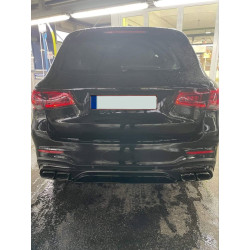 Diffuusori yhteensopiva Mercedes GLC SUV X253 2015+ kanssa, jossa on mustat pakoputken kärjet