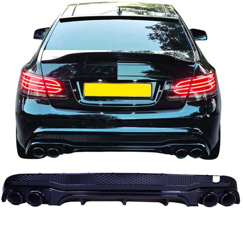 Diffuser with round exhaust tips glossy black compatible with Mercedes E coupe W207 C207 Facelift