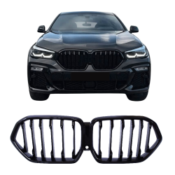 Решетка бъбреци BMW X6 G06 2018+ единични ребра черен гланц