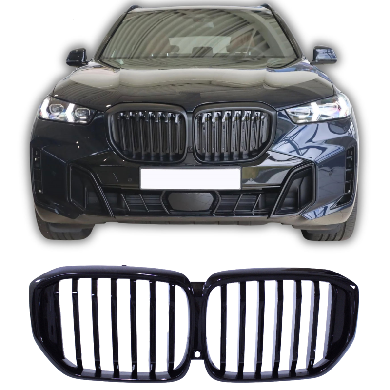 Grillnier compatível com BMW X5 G05 LCI 2023+ barras simples preto brilhante