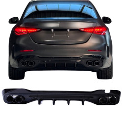 Difusor trasero para Mercedes W206 negro con puntas de escape redondas