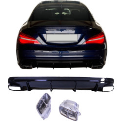 Difusor trasero para Mercedes CLA45 C117 X117 2014-2018 doble cromado puntas de escape