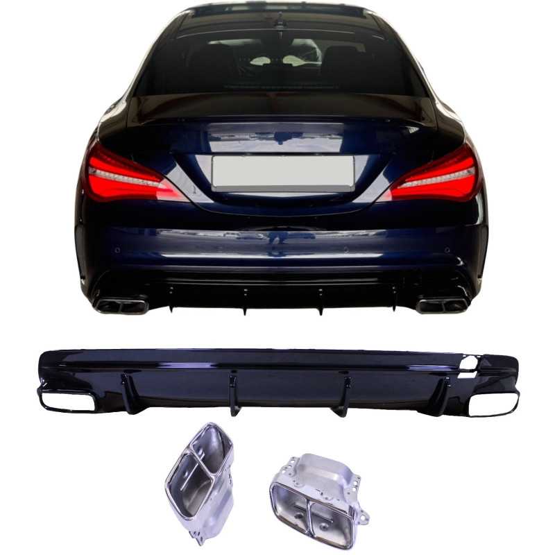 Diffúzor a Mercedes CLA45 C117 X117 2014-2018 dupla krómozott kipufogóvégekhez