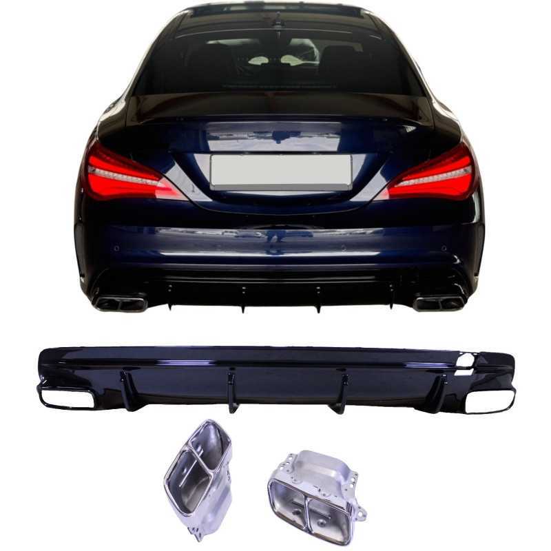 Difusor Mercedes CLA C117 X117 2014-2018 duplas ponteiras de escape cromadas