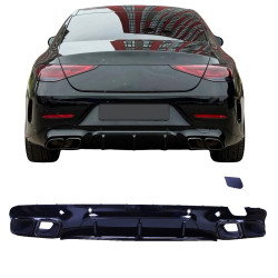 Difusor trasero compatible con mercedes cls c257 doble escape piezas negro brillante cuadrado