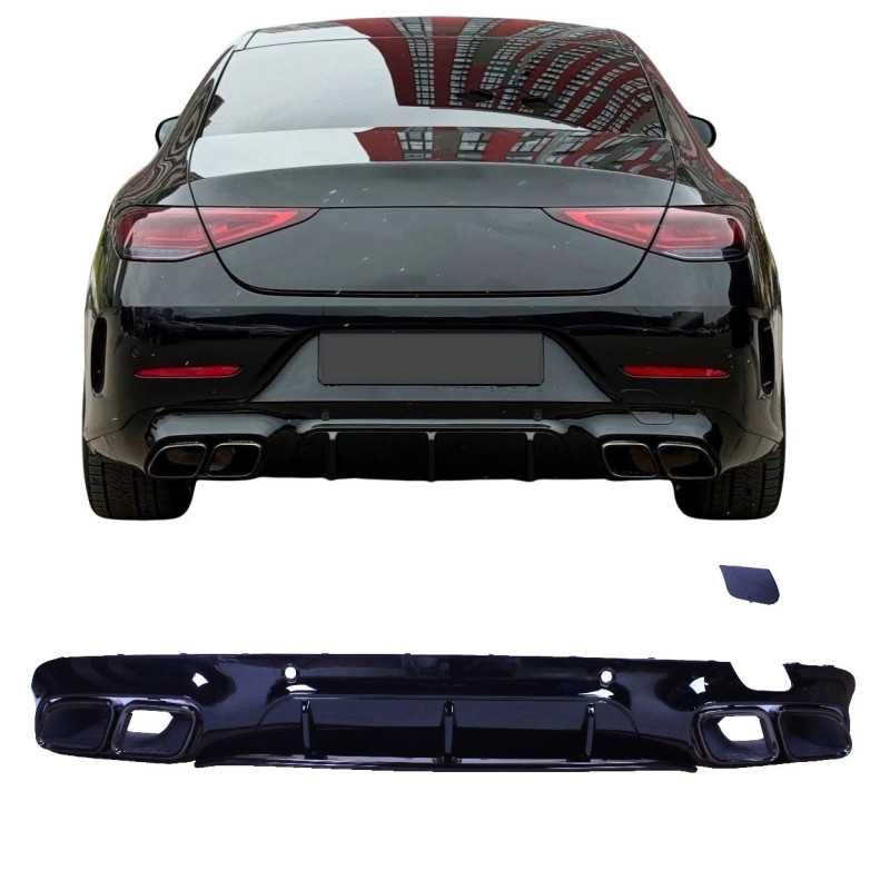 Διαχύτης συμβατός με διπλή εξάτμιση mercedes cls c257 γυαλιστερό μαύρο τετράγωνο