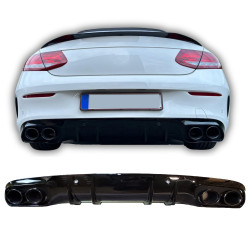 Difusor trasero para Mercedes C coupé descapotable C205 A205 doble punta de escape redonda negra