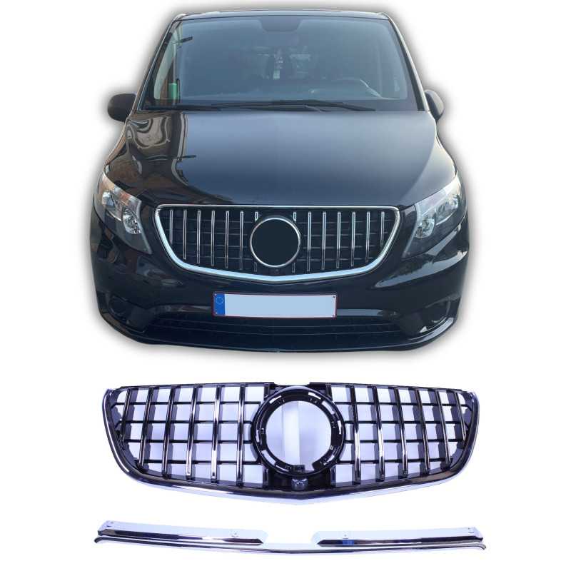 Grilli yhteensopiva Mercedes W447 Vito kromi facelift 2019+ kanssa