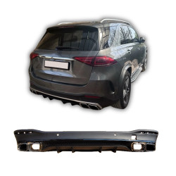 Difusor trasero para Mercedes GLE W167 2019+ con piezas embellecedoras de escape dobles cromadas