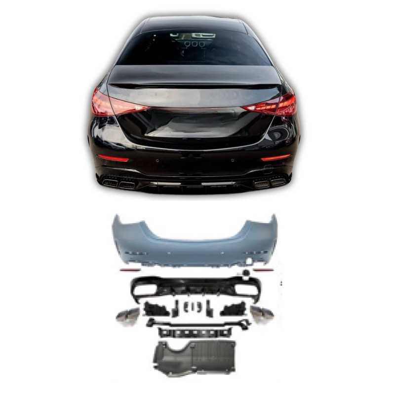 Rear bumper with diffuser compatible with Mercedes C Class W206 Sedan PDC
